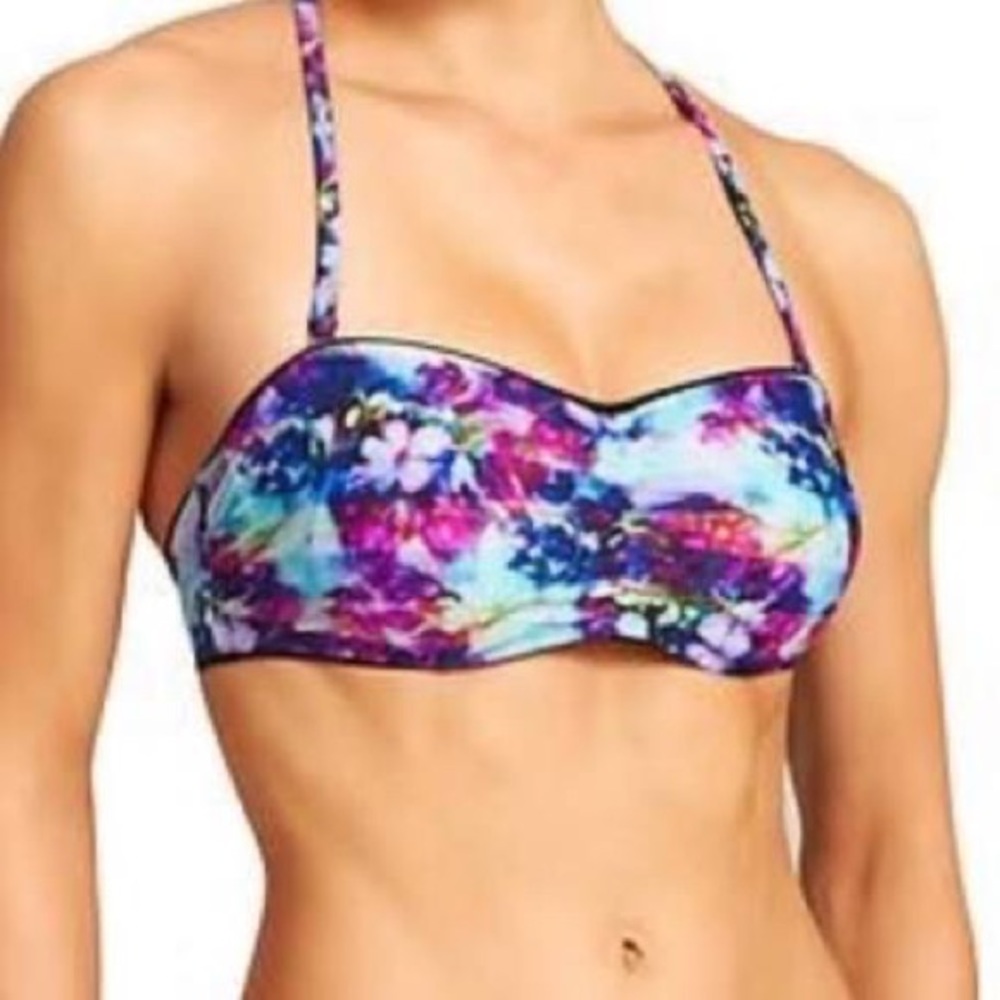 NWT Athleta Floral Fade Bandeau Convertible Bikini Top Size 38 B/C